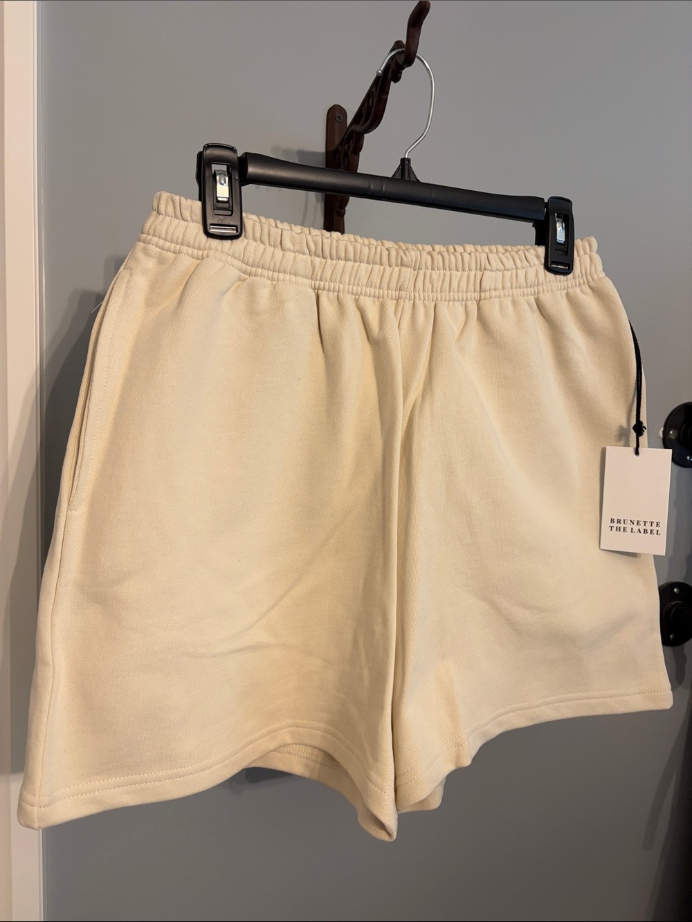 Brunette The Label: Bestfriend Shorty (Almond Milk)Elastic Waist Athletic Shorts